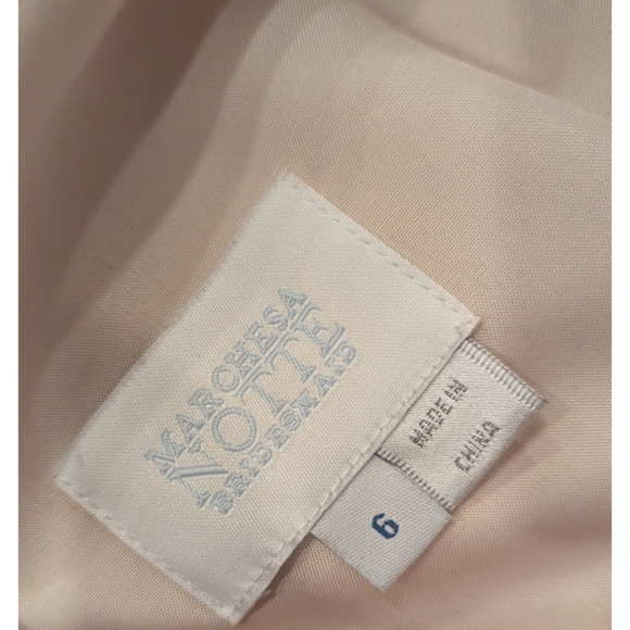 Marchesa Notte Bridesmaid Pink White Floral One Shoulder Flutter Sleeve Dress 6 - Picture 5 of 6